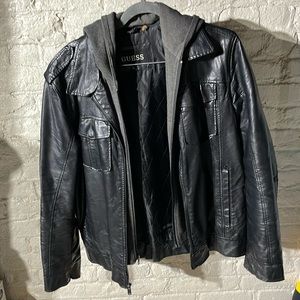 Guess leather jackets with zip away
